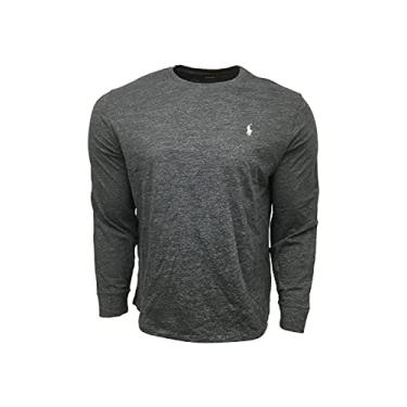Imagem de Polo Ralph Lauren Camiseta masculina de manga comprida 100% algodão clássica 710722, Preto mesclado, P