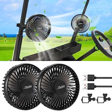 Imagem de Roykaw Ventilador portátil de carrinho de golfe alimentado por USB adequado para modelos EZGO Club Car Yamaha com tubo quadrado, configuração de 3 velocidades e rotação de 360°, fluxo de ar forte e baixo ruído, liberação rápida e não cair-2 peças