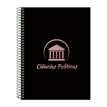 Imagem de Caderno Universitário Espiral 15 Matérias Profissões Ciências Políticas (Preto e Rosê)