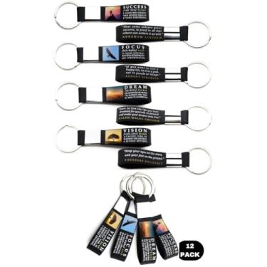 Imagem de Pacote com 12 chaveiros com citação motivacional – Sucesso, sonho, foco, visão – Pacote de com 1 dúzia de chaveiros – Ideia de presente de citação corporativa de escritório para estudantes colegas de trabalho funcionários clientes