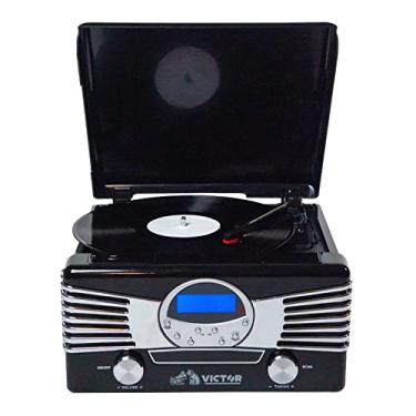 Imagem de Victor VHRP-1400 Diner 7 em 1 toca-discos com toca-discos, leitor de CD/MP3, rádio AM/FM, Bluetooth, reprodução e gravação USB e alto-falantes estéreo integrados – Perfeito para amantes de música