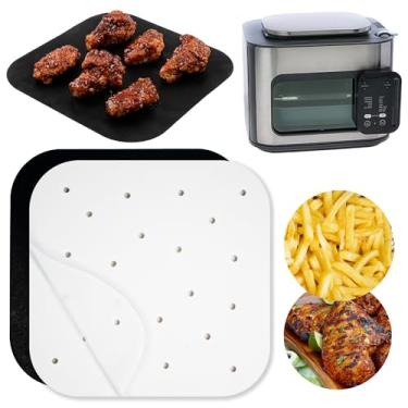 Imagem de Folhas de papel manteiga Air Fryer para Ninja Combi All-in-One Multicooker 14 em 1 SFP701 forno e fogão lento, forros perfurados 100 peças de acessórios quadrados pré-cortados, protetores de cesta