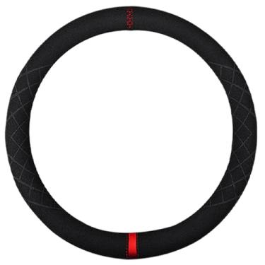 Imagem de K LAKEY Capa de volante de camurça, compatível com Chevrolet Chevy Malibu Explorer Trax Seeker Capa de roda esportiva antiderrapante acessórios interiores de carro 38 cm para homens e mulheres