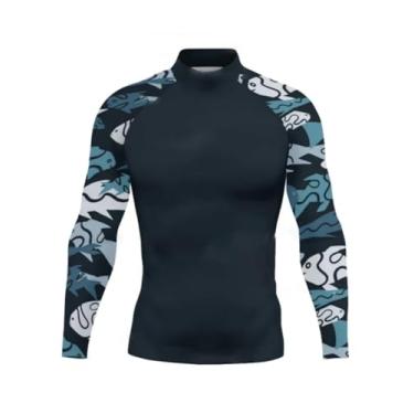 Imagem de Camiseta masculina Rash Guard de manga comprida para natação com proteção UV FPS de secagem rápida, Tclf-0117, GG