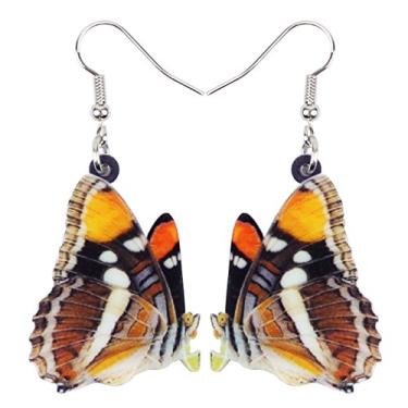 Imagem de Bonsny Brincos de borboleta floral com pingente de gota para mulheres, meninas, crianças, pingentes de presente, Acrílico