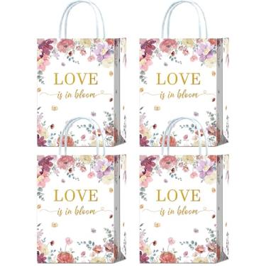 Imagem de Tyndallrays 16 peças Love is in Bloom sacos de lembrancinhas de festa de chá de panela, flores florais para chá de panela, presentes com alças para decoração de festa de noivado de despedida de