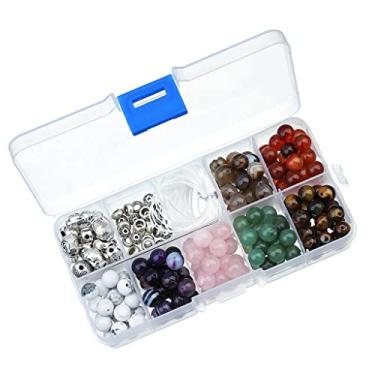 Imagem de Xiaojikuaipao Para fabricação de joias: 8 mm contas de metal redondas cordão elástico feito à mão pulseira kit de fabricação de joias com contas redondas turquesa, design de cabeça de Buda e caveira