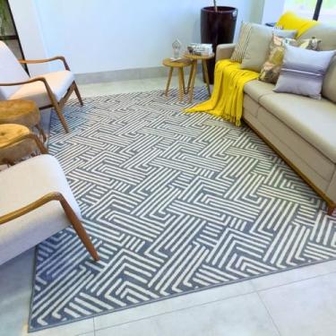 Imagem de Tapete Sala Premium 300x200 Decorativo Moderno Para Quarto Elegante Luxuoso (VEREDA 52 GRAFITE)