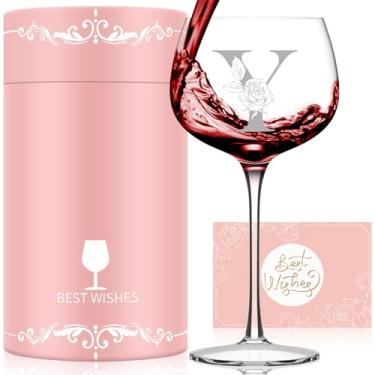 Imagem de Presentes personalizados para mulheres, monograma A-Z taça de vinho presente personalizado, presentes exclusivos de aniversário de Natal para mulheres, sua mãe, amiga, irmã, esposa, filha, enfermeira
