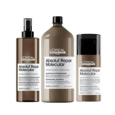 Imagem de Kit Absolut Repair Molecular Shampoo 1,5L, Pré-Shampoo e Leave-in 100m
