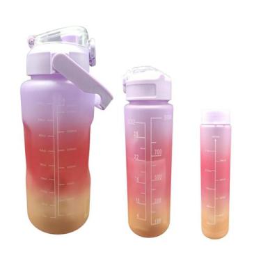 Imagem de Kit 3 Garrafas Squeeze 2L- 900ml-300ml Adesivo Canudo Lilas - Friburgo