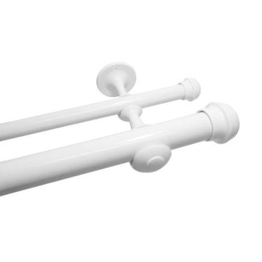 Imagem de Kit De Varão 2 M Duplo De 28mm E 19mm Com Ponteiras Branco - Nathalia 