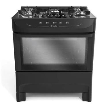 Imagem de Fogão com forno Mueller preto fosco 5 Bocas com mesa de vidro Bivolt, 