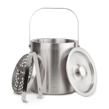 Imagem de Balde De Gelo Inox 2,5L Parede Dupla Tampa Pegador Separador - mori, I