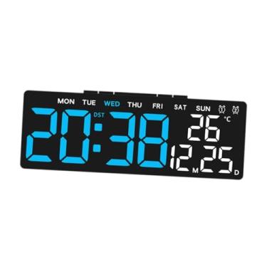 Imagem de Gralara Despertador digital LED Relógio digital prático com porta de saída USB Relógio de mesa elétrico versátil para mesa de escritório, Tempo Azul, Concha Preta