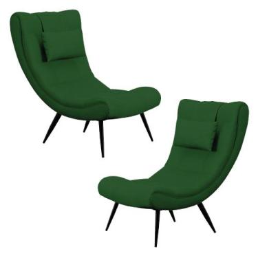 Imagem de Kit 2 Poltronas Decorativas Sala de Estar com Almofada e Pés Palito Lo