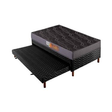 Imagem de Conjunto Box Solteiro: Colchão Espuma Polar D20 Pérola Gray + Base CRC Suede Black (88x188)