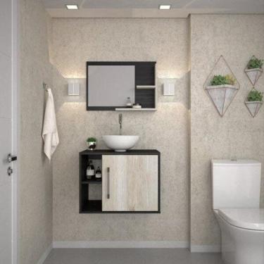 Imagem de Conjunto para Banheiro Gabinete com Cuba Redonda R30 e Espelheira Laur