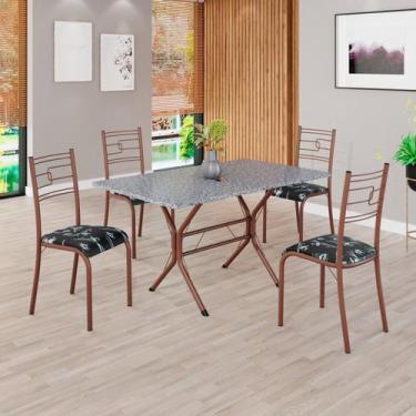 Imagem de Conjunto Sala de Jantar Mesa Retangular 120x75cm Tampo Granito Ocre 4 