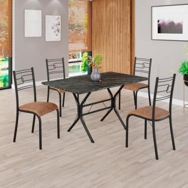 Imagem de Conjunto Sala de Jantar Mesa Retangular 120x75cm Tampo Pedra Ardósia I