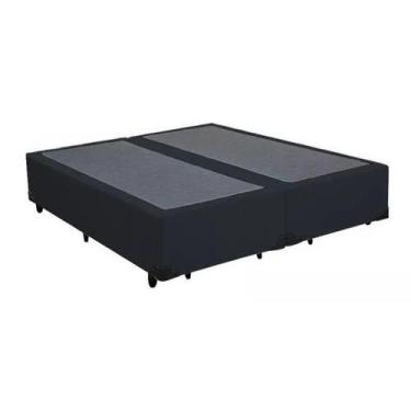 Imagem de Base Cama Box Bipartido Queen Size Material Sintético Preto 40x158x198