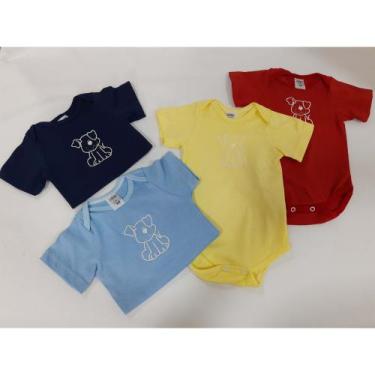 Imagem de Kit Com 4 Body Curto Malha Bebê Menino Verão Ref. 650 - Maka Confecçõe