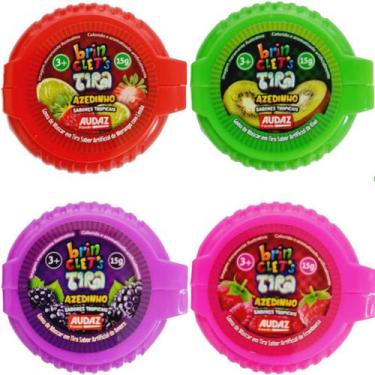 Imagem de Goma de Mascar Tira Azedinho Tropicais Kit 4 Unidades - Audaz Foods, G