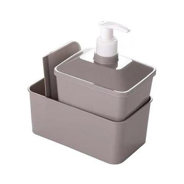Imagem de Kit Porta Detergente Dispenser Rodinho Cozinha Pia Fendi - Plasútil, 1
