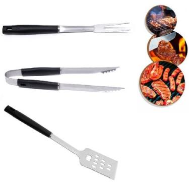 Imagem de Kit Para Churrasco 6 Peças Garfo Espátula Pegador Aço Inox - Inter
