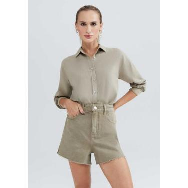 Imagem de Shorts Feminino Cintura Média Em Sarja - Hering, 038, Caqui