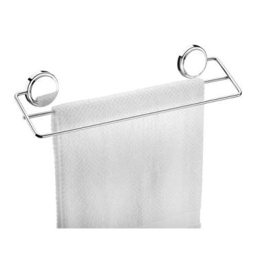 Imagem de Suporte Porta Toalha Toalheiro Duplo 45cm Banheiro Adesivo Dupla Face 
