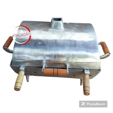 Imagem de Churrasqueira de alumínio polido grande a bafo/ ENVIO IMEDIATO - Ataca