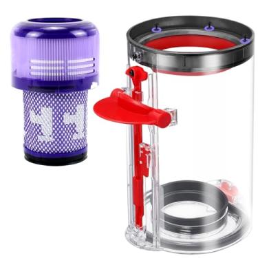Imagem de Substituição de lixeira atualizada compatível com aspirador de pó Dyson V11 V15 SV14 SV15 SV22, 1 recipiente para peça nº 970050-01 e número de peça 965443-01 com 1 filtro HEPA