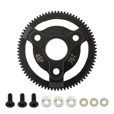 Imagem de AMOGOT Metal Steel 48P 76T Spur Gear for RC 1/10 2WD Slash Stampede Rustler 2WD Bandit VXL XL-5 F-150 SVT Upgrade Parts 76T