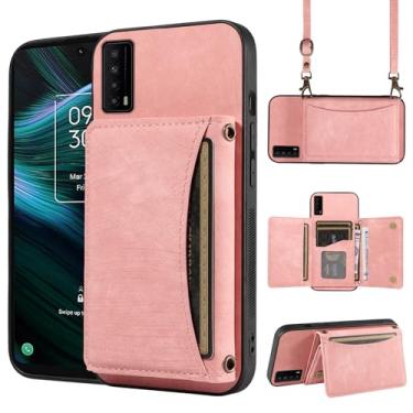 Imagem de Capa de telefone para TCL Stylus 5G 2022 capa carteira com alça de ombro transversal, suporte fino para cartão de crédito de couro PU, bolsa flip para celular TLC Stylo G5 6,81 T779W meninas mulheres