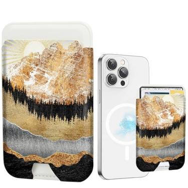 Imagem de BayPastel X Carteira magnética de couro MagSafe, design de carteira de celular fina com suporte para cartão de crédito para iPhone 16/15/14/13/12 Mini/Plus/Pro/Pro Max, serve para 3 cartões (pôr do