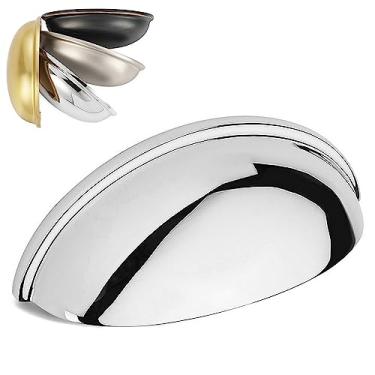 Imagem de KOOFIZO Pacote com 10 puxadores de gaveta de 7,6 cm, puxadores de armário cromados polidos para armários de cozinha, gavetas, cômodas, armário, quarto, banheiro