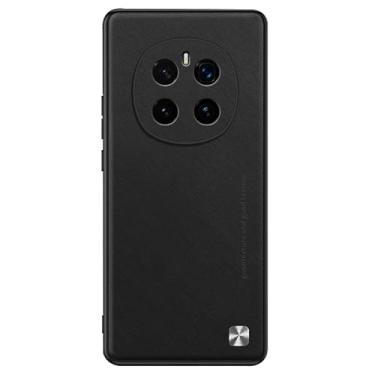 Imagem de POYUFRG Capa de telefone para Honor Magic 7 Pro/7, ultrafina, anti-impressão digital, proteção total para lentes de couro, capa estilo empresarial, preta, 7