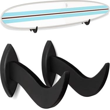 Imagem de Hang 11 Suporte de parede para prancha de surfe – cabides de parede para prancha de surf, suporte de prancha de surf, lindo suporte de madeira sustentável, perfeito para exibir sua prancha, racks de