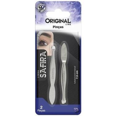 Imagem de Pinca De Sobrancelha Kit Com 2 Pecas Safira 7Cm Na Cartela - Original 