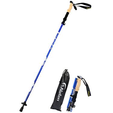 Imagem de A ALAFEN Bastão de caminhada dobrável leve – Bengala de caminhada ajustável de alumínio 7075 para caminhadas e viagens, design dobrável com trava rápida, polo único para adultos e idosos, azul
