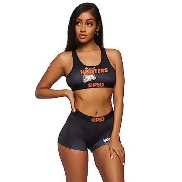 Imagem de PSD Sutiã esportivo Hooters feminino com costas nadador com tecido de microfibra respirável, Hooters Uniforme preto, PP