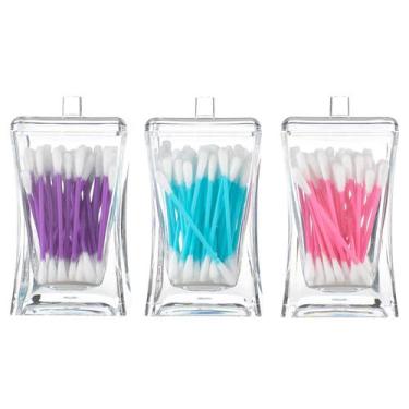 Imagem de Kit 3 Porta Cotonete Algodão Organizador Acrílico Banheiro - PGB