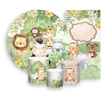 Imagem de Kit Painel De Festa + Trio Capa Cilindro + Faixa Veste Fácil - Safari 