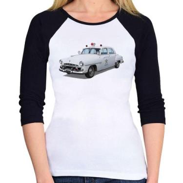 Imagem de Baby Look Raglan Sheriff Car Manga 3/4 - Foca na Moda, Branco, Preto, 