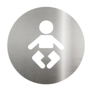 Imagem de Placa Sinalizacao Banheiro Fraldario Em Inox Bebe Trocador Cor Da Mold