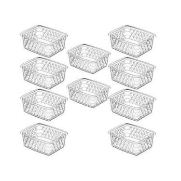 Imagem de Kit 10 Cesto Multiuso Organizador Pequeno 16x12x6Cm Transparente 123Or