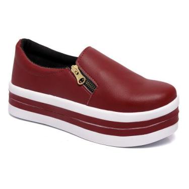 Imagem de Tenis Slip On Iate Feminino Com Zíper Lateral De Plataforma Alta - Pos