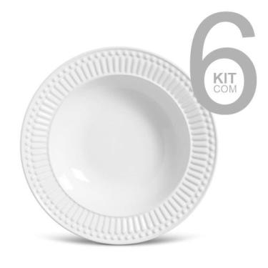 Imagem de Jogo 6 Pratos Fundos Roma em Cerâmica Branco Porto Brasil, Branco, 6 P