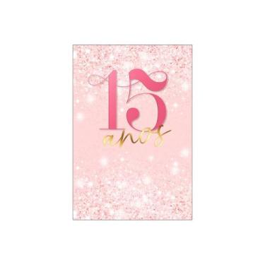 Imagem de Painel De Festa Vertical 1,50 x 2,20 - 15 Anos Efeito Glitter Rosa 207